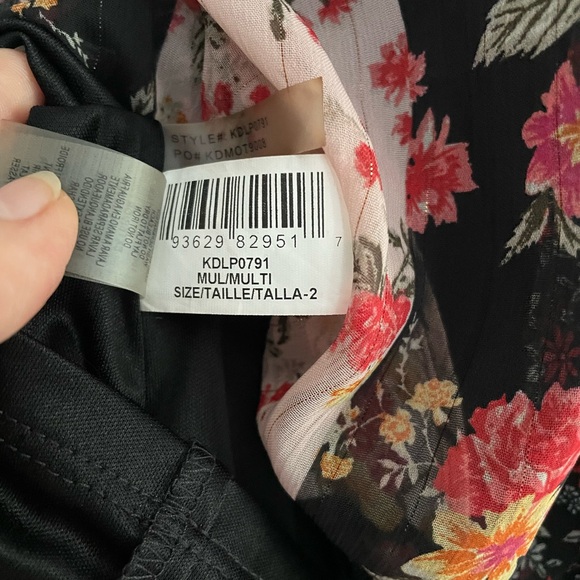 Kensie multicolor stripe floral patchwork chiffon lined midi maxi ruffle size 2 - Picture 11 of 15